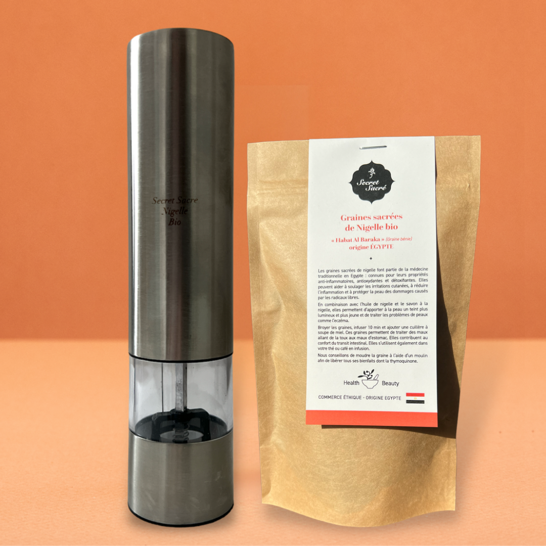 Poivrier Inox et graines de nigelle origine Egypte