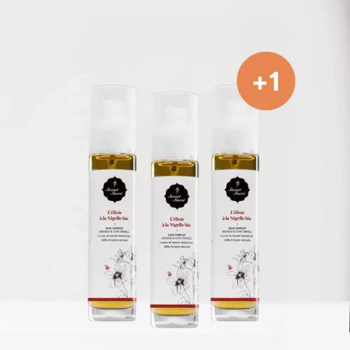 3+1 Elixir pour cheveux à la nigelle - Secret Sacré - cosmétique bio à la nigelle