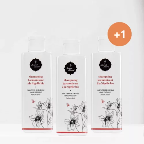 3+1 Shampoing à la nigelle - Secret Sacré - cosmétique bio à la nigelle